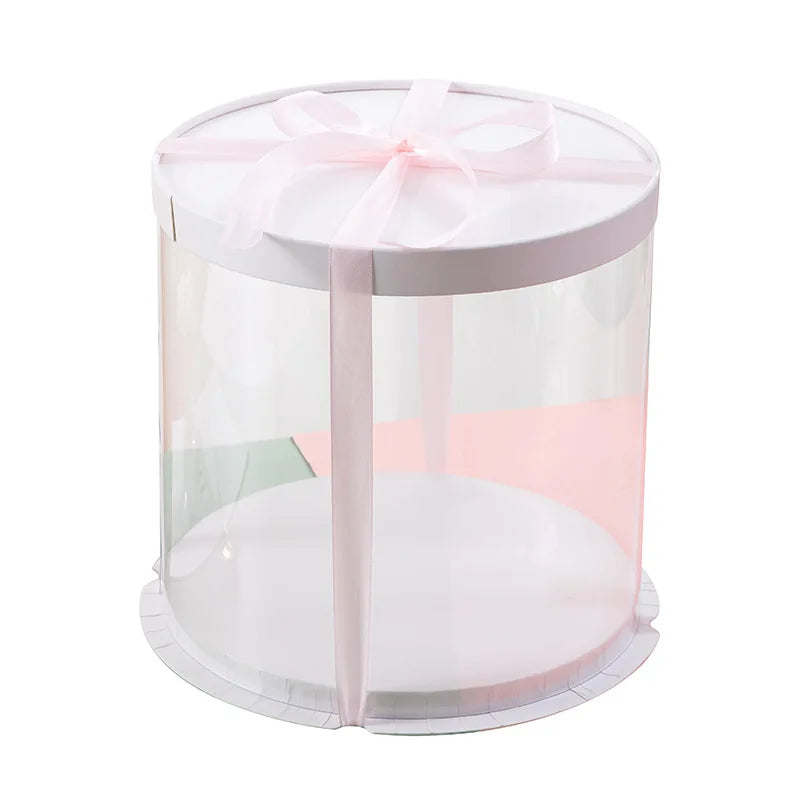 4 5 6 Inch Small Clear PET Round White Cake Box with Paper Lid for Bakery Package Transparent Gift Box