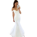 Simple Spandex Elegant Off Shoulder Spandex Bridal Gown Floor Length Mermaid Wedding Dress Vestido De Novia 2025 CDX009