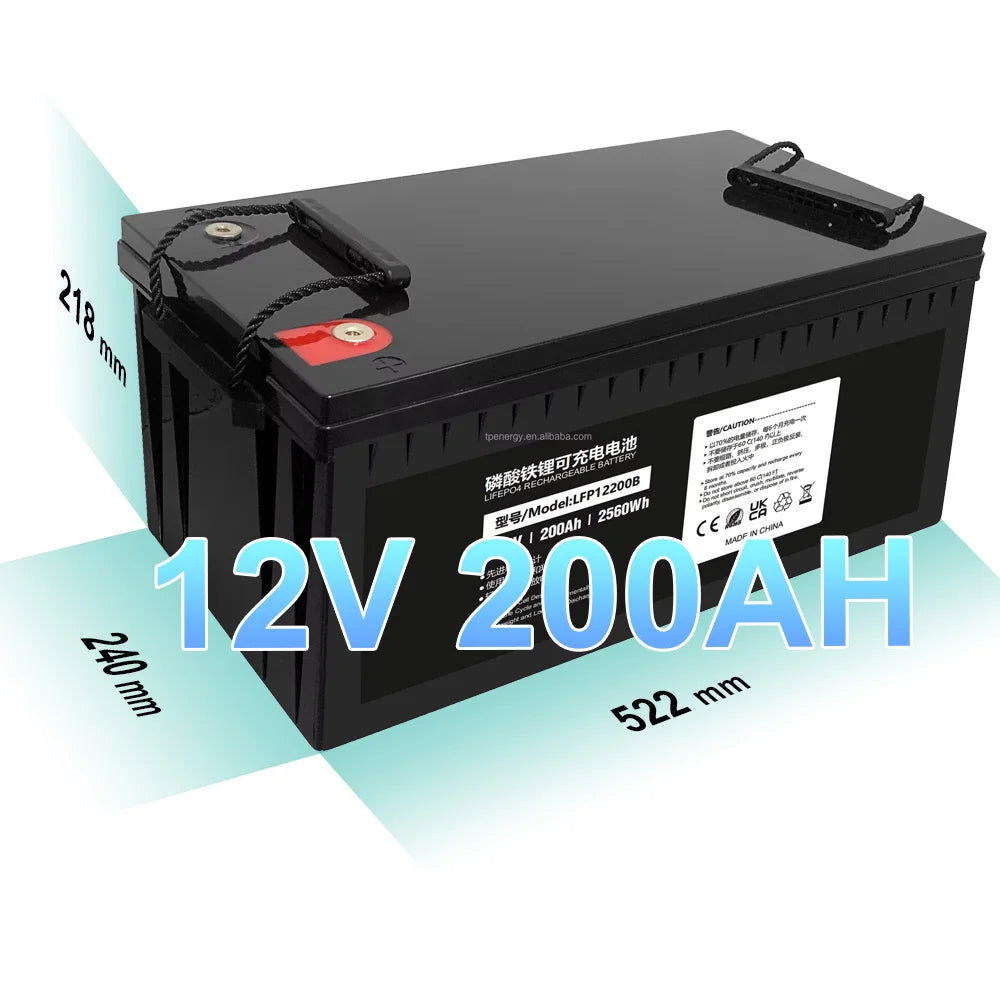 Solar Battery 12V 200Ah Lifepo4 Battery TPEnergy OEM Heavy Duty Truck Lead Acid Replacement Lithium Battery 12V 200Ah