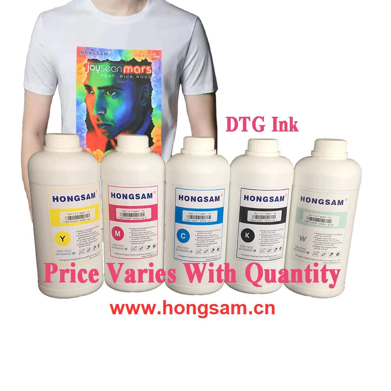 Hongsam Direct to Garment Water Based Cmyk White 5colors Pigment Printing Inks Dtg Inks