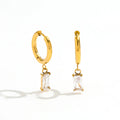Fenny Luxury Rectangle Zirconia Pendant Huggie Earring Versatile Tarnish Free Wholesale Stainless Steel Ladies Jewelry