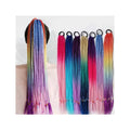 Hair Color Gradient Dirty Braided Ponytail Women Elastic Hair Band Rubber Band Hair Accessories Wig Headband 60cm
