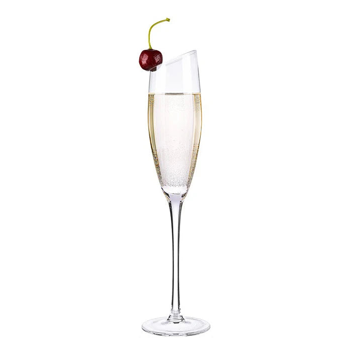 Oblique Cup Mouth 180ml Lead-free Crystal Glass champagne Flute champagne Glasses Wedding Flutes