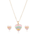 Cute Heart Necklace Set Earrings Girls Gold Plated Jewelry Featuring Diamond Crystal Trendy Styles-for Parties Weddings Gifts