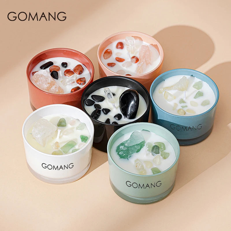 Customized Private Label  Luxury Soy Wax Cup Wax Crystal Scented Candles for Home Decoration