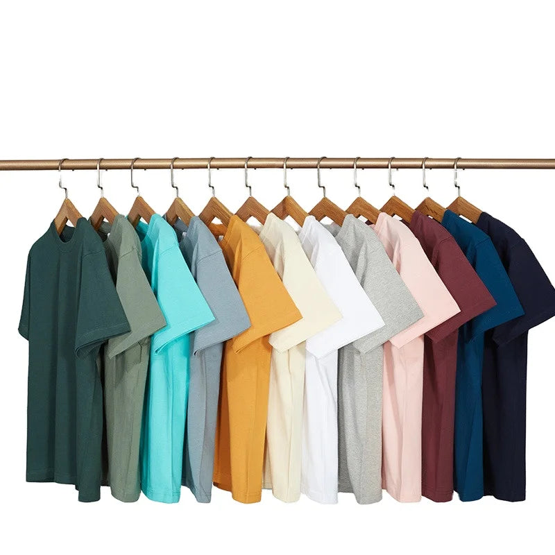 Wholesale Heavy Cotton 300gsm High End Quality T-shirt Unisex Custom OEM logo Blank Plain Cotton Men's T-shirt
