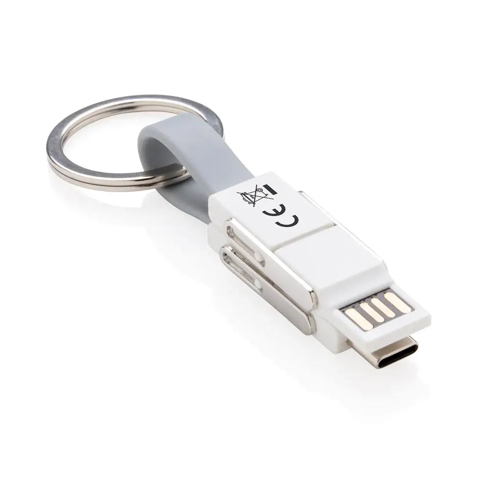 Customize logo Multi Function Fast Charging Data Cable 4 in 1 Cable 13cm Lanyard Data Charging Cable Keychain Type c