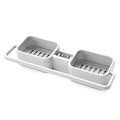 HelloWorld Sink Faucet Sponge Soap Cloth Drain Rack Holder Shelf No Drills Required QJS Shop Storage Organizer for Kitchen