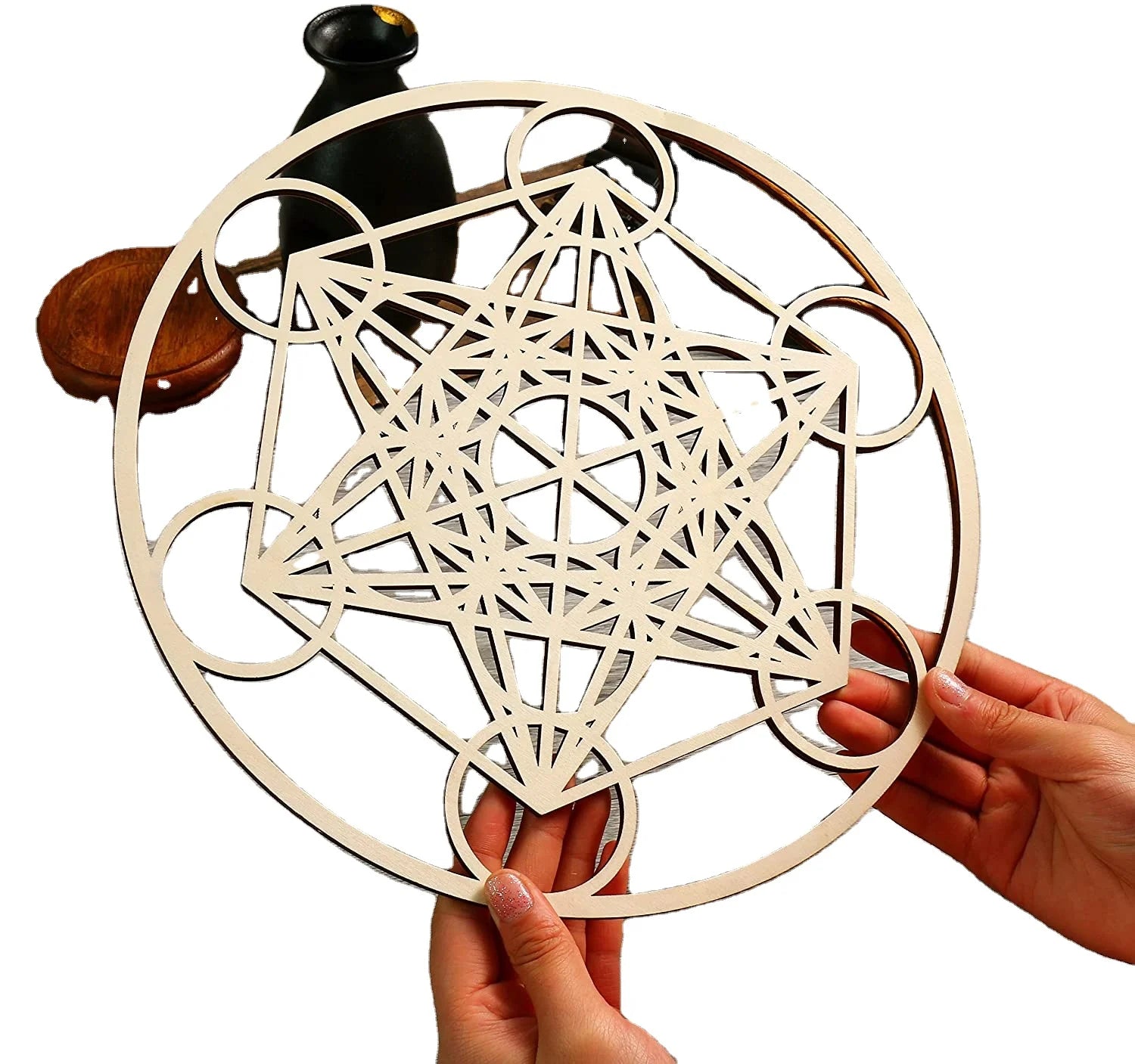 Best Selling Sacred Geometry Tree of Life Wooden Wall Art Yoga Decor Crystal Grid Custom Size Wholesale Price