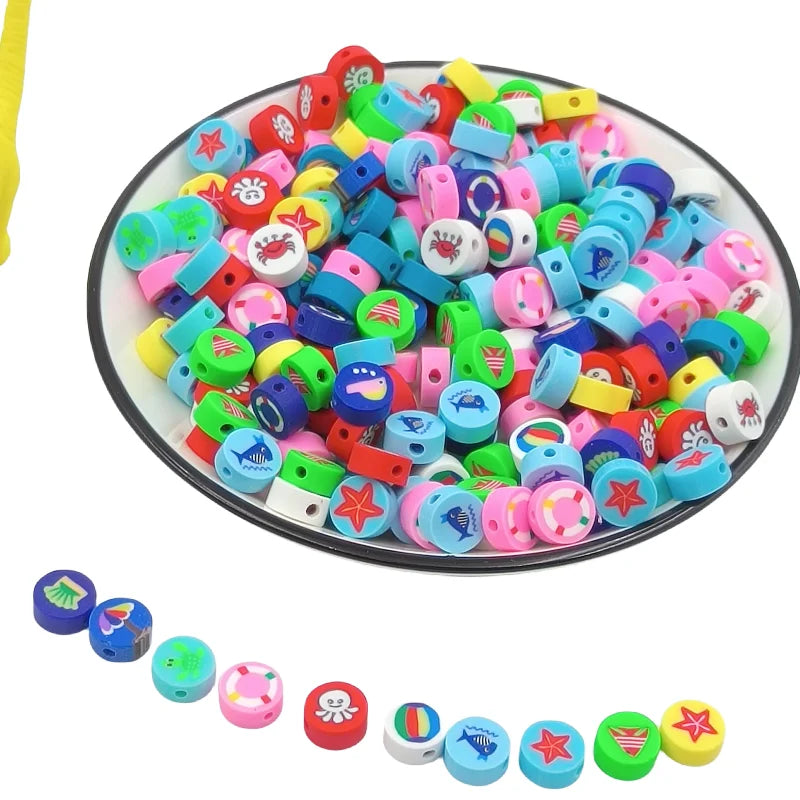 Hot Selling 10mm Ocean Cartoon Series Soft Clay Slice DIY Bracelet Heishi Jewelry Loose Bead Mixed Color Jewelry Making Third