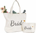 Geometric Organic Cotton Canvas Tote Bag for Bridal Shower Gifts Customizable Design Engagement Wedding Shoulder Bag Zipper
