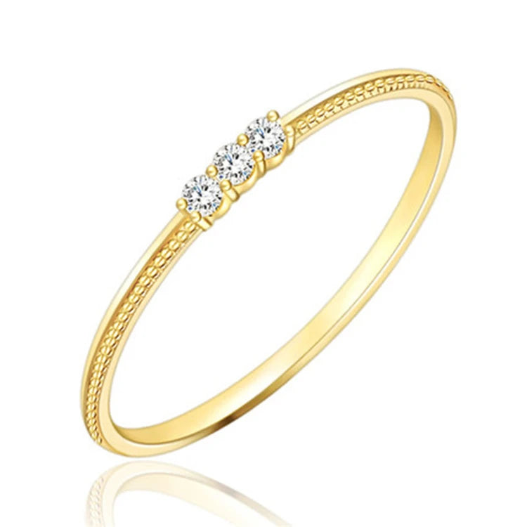 Cute Girls 3 Stone Design Wedding Rings 925 Sterling Silver Italian Ring