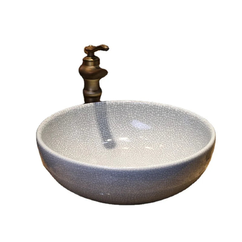 Europe Style Counter Top porcelain wash basin sinks ceramic patterned bathroom sink china ceramic round bathroom basin