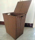 Large Natural Woven PE Toy Laundry Basket with Lid for Bathroom or Bedroom Clothes Hamper
