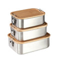 Outdoor Camping Hiking 304 Stainless Steel Japanese Lunch Box Bamboo Lid