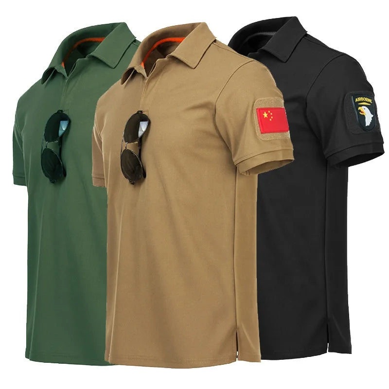 Men's Tactical Short Sleeve Blank T Shirt Cargo Tactical Shirt Pullover Outdoor T-Shirt Combat Custom Polo Shirt