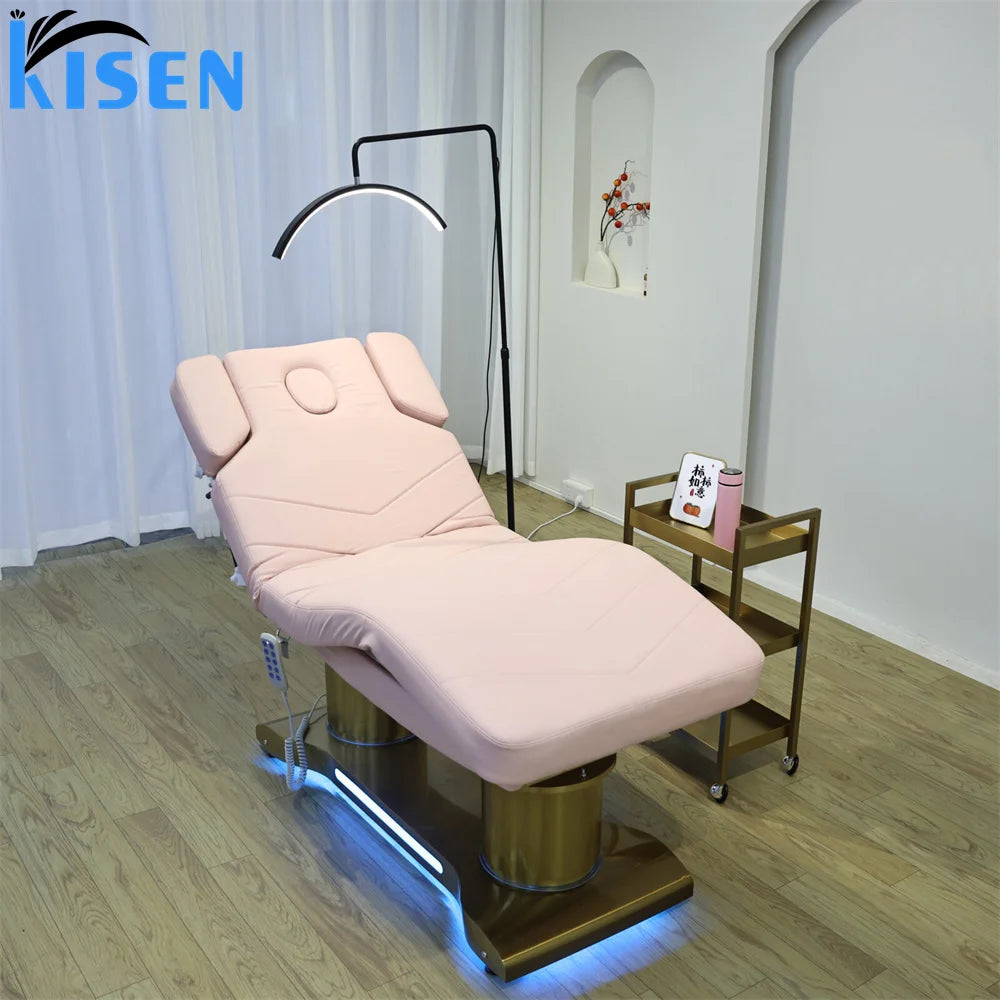 Modern Design 4 Motors Beauty Salon Custom Electric Eyelash Facial Bed Curved Lash Bed Adjustable Massage Table for Clinic