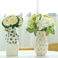 Newest Luxury Modern European Style Electroplated Ceramic Vase with Handle Porcelain Fresh Flower Decal Wedding Home Decoration
