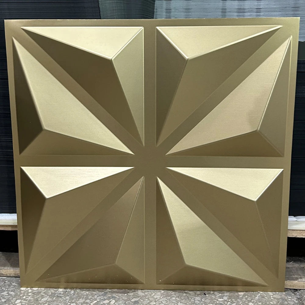 Gold Color Pvc Material Interior Wall Decorative Diamond 50*50cm Shining Glossy Gold 3D Wall Paneling