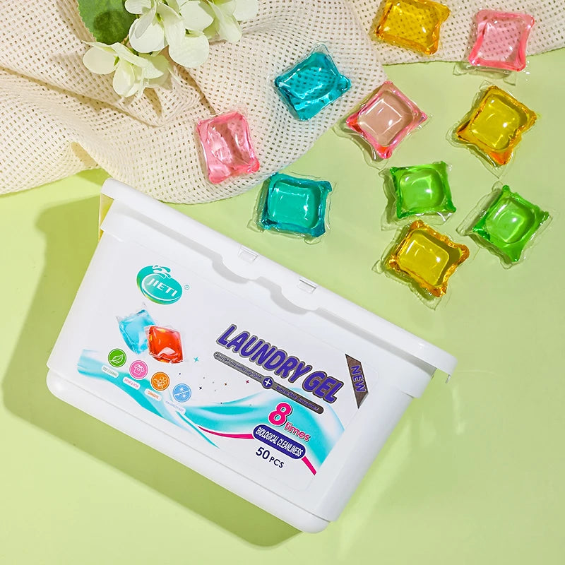 JIETI New 8g 3 in Washing Capsules Eco-friendly Biodegradable Liquid Detergent Gel Beads Custom Laundry Pods
