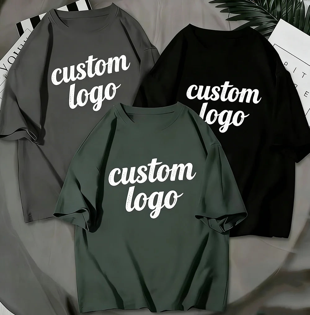 Custom Logo Solid Color 100% Cotton Knitted Oversized Short Sleeve Short Men's T-Shirt Digital Printing Eco-Friendly Quick Dry