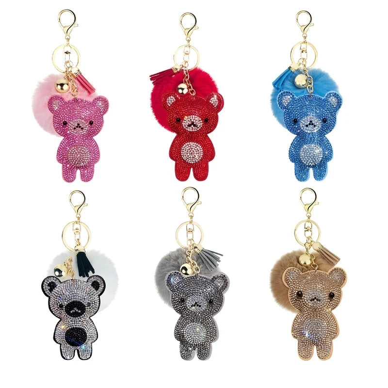 YiWu Wholesale Cute Gift for Children Rhinestone Bear Keychain Cheap Diamond Keychain