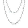 RINNTIN SC78 Italian Solid 925 Sterling Silver 3.7mm Flat Mariner Chain Necklace for Women Men