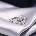 Tianyu S925 Engagement Mossanite Ring White 18K Gold Plated Moissanite Emerald Cut Women's 925 Sterling Silver Rings for Women