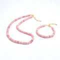 Natural pink Opal Stone Necklace Bracelet Jewelry Set 925 Sterling Silver Gemstone Necklace Natural Stone Beaded Bracelet