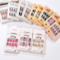 24pcs Long Ballet Almond Coffin False Short Press on Nail Christmas Fake Nails Full Cover Acrylic Diamonds Fingernails Supplies
