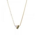 Summer Fashion New Stainless Steel 18K Gold Texture Light Luxury Design Retro Olive Green Crystal Pendant Choker Necklace