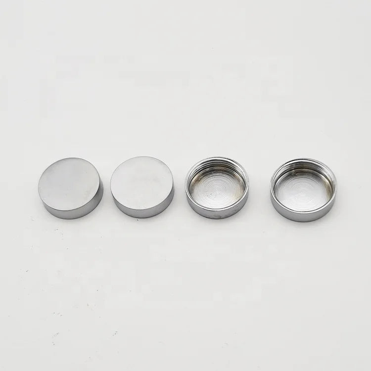 Professional Manufacture High Quality Aluminium Screw Head Covers Mirror Caps Satin Chromed Dia19 X 5mm