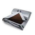 Heavy Duty Waterproof 6x10 Feet 10Mil Multipurpose Poly Tarp Cover with Metal Grommets and Reinforced Edges Silver/Brown Tarp
