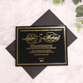 Custom Modern 5X7 Inches DIY Wedding Invitation Cards Hot Stamping Gold Foil on Black Acrylic Black Envelope Music Style Paper