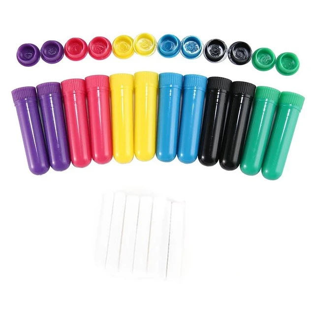 Colorful Essential Oil Blank Nasal Aromatherapy Inhalers Sticks Empty Tubes White Cotton Wicks Optional Portable