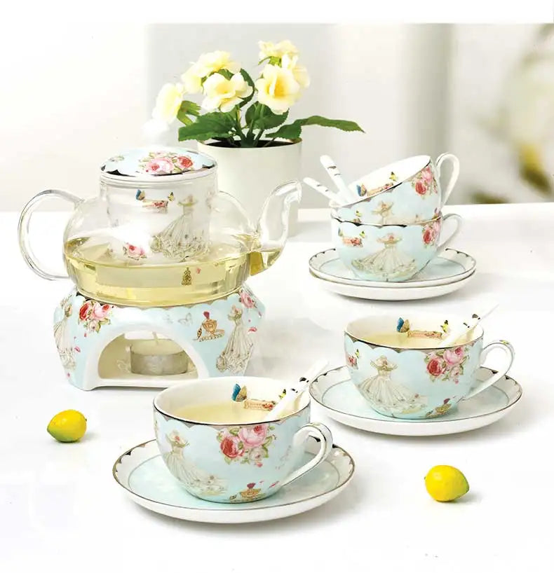Modern Eco-Friendly Bone China Coffee & Tea Set with Espresso Cups Saucer Teapot for Daily Drinking