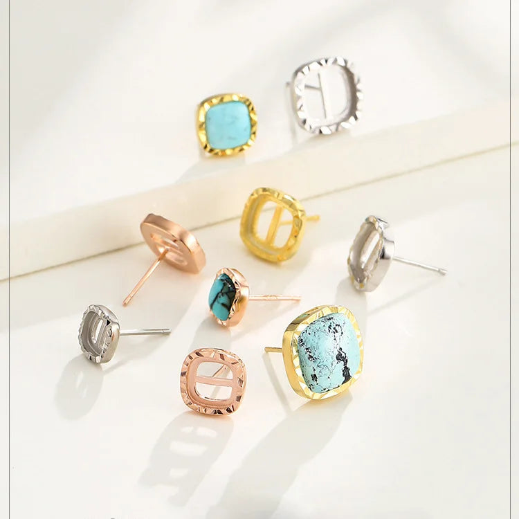 6mm-10mm Inner 18k Gold Plated 925 Sterling Silver Earring Posts Studs Square Settings Bezels Cabochons Tacks Thick Bezel