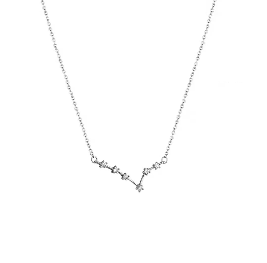 ACME 925 Sterling Silver Constellations Choker Necklace Pisces Delicate Zircon Astrology Sagittarius Zodiac Personalized  Women