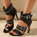Women Plus Size 10 cm High Heels Ladies Sandals Glitter Silver Heeled Pointed Sandals