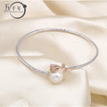 B125 9-10mm 925sterling Silver Gold Plated Wholesale Freshwater Pearl Charm Bracelet Mounting Fancy Jewelry Resizable for Women