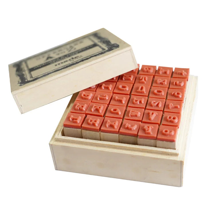 Hot Selling Custom Wooden Rubber Alphabet Letter Number Stamp Seal Set for Kids
