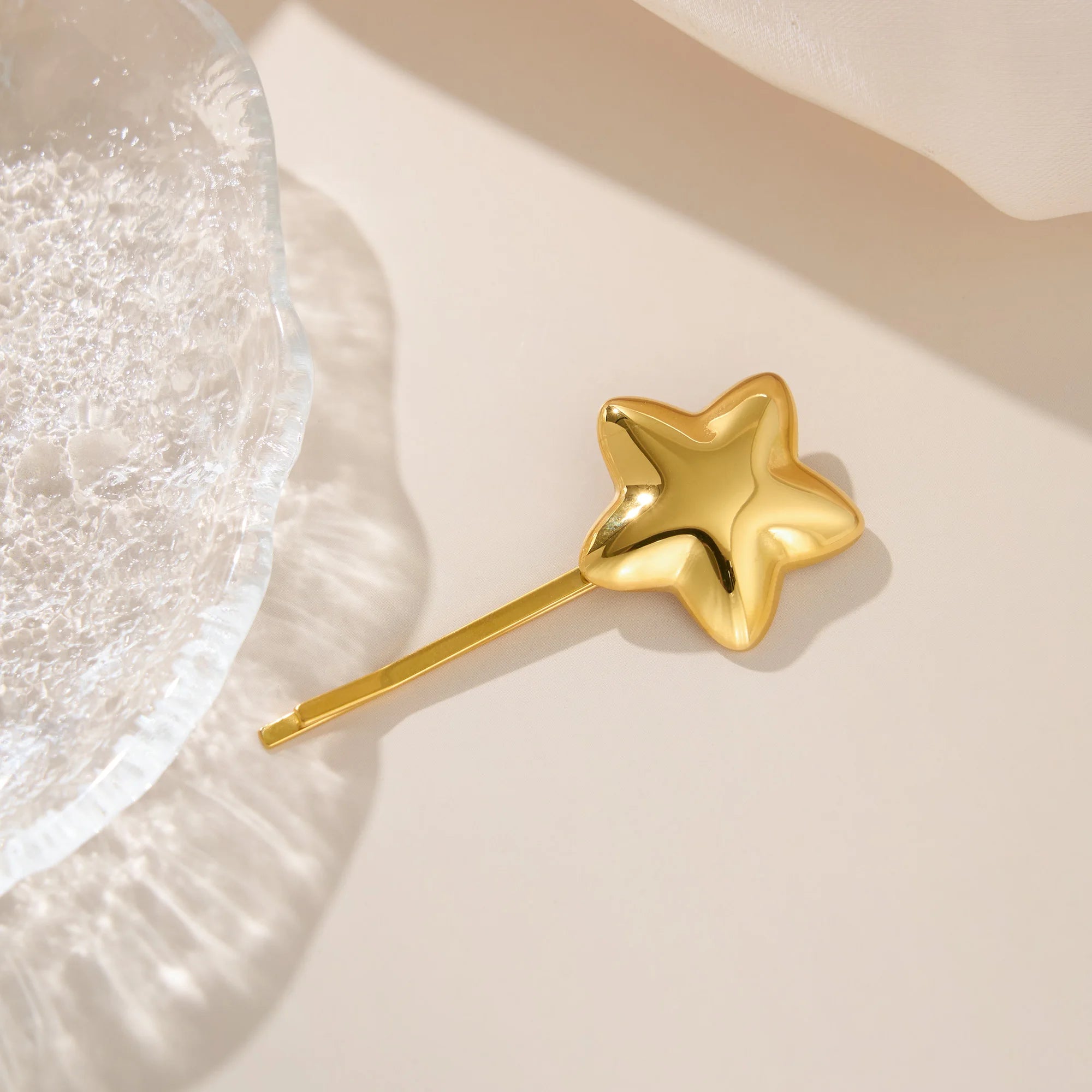 Dazan New HOT INS 18k Gold Plated Stainless Steel High End Vintage Super Shine Star Hair Clip Cute Korean Idol Popstar Jewelry