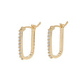 LOZRUNVE Gold Diamond Cubic Zirconia Rectangle Shape Hoop Huggie Earring Sterling Silver 925