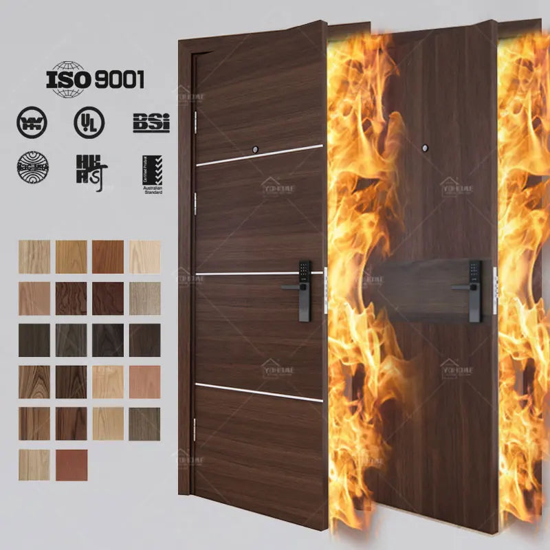 EN Standard Fire Door Manufacturer Indoor Bedroom Fire Wooden Doors for Bedrooms Modern Hotel Fire Rated Doors