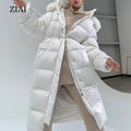 Winter Long Fox Fur Collar Coat Women 90 White Duck Down Waist Tie Coat Wholesale