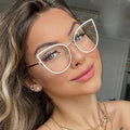 MK2312055 Cat Eye Glasses Women Fashion Brand Designer Eyewear Transparent Clear Lens Metal Optical Frame Eyeglasses Decoration