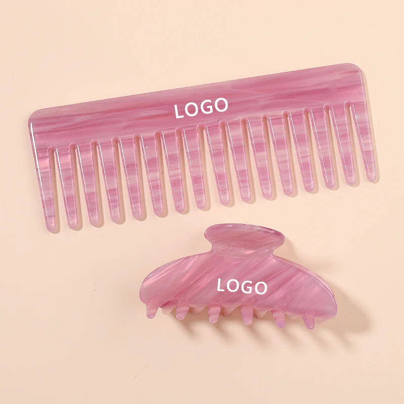 MiDairy Cellulose Acetate Hair Claw Clip 4mm Thickness Large Size Hair Comb Wide Tooth with Private Label1766