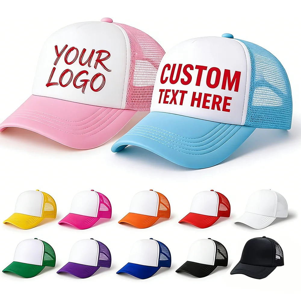 Sublimation Trucker Hat Custom logo Embroidery 5 Panel Polyester Hat for Foam Mesh Baseball Cap With logo Blank Trucker Hats