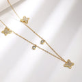 Fairy Butterfly Zircon Gold Plated Brass Classic Necklace for Women Engagement Wedding & Party Gift Clavicle Link Chain