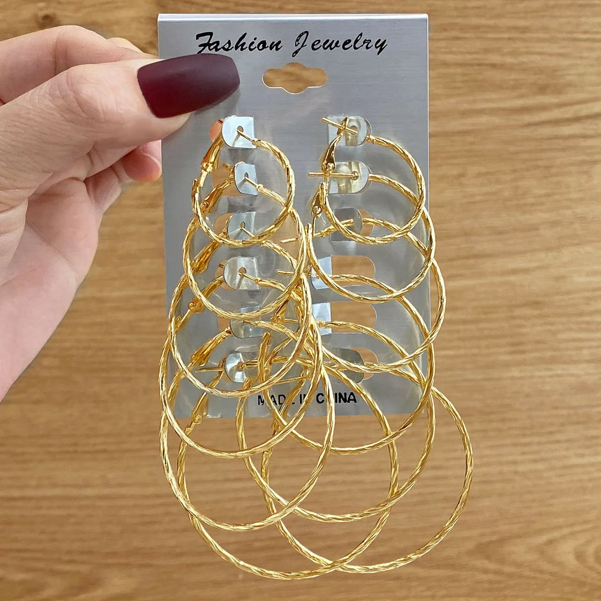New 6pcs Fashion Gold Big Hoop Earrings Set for Women Jewelry